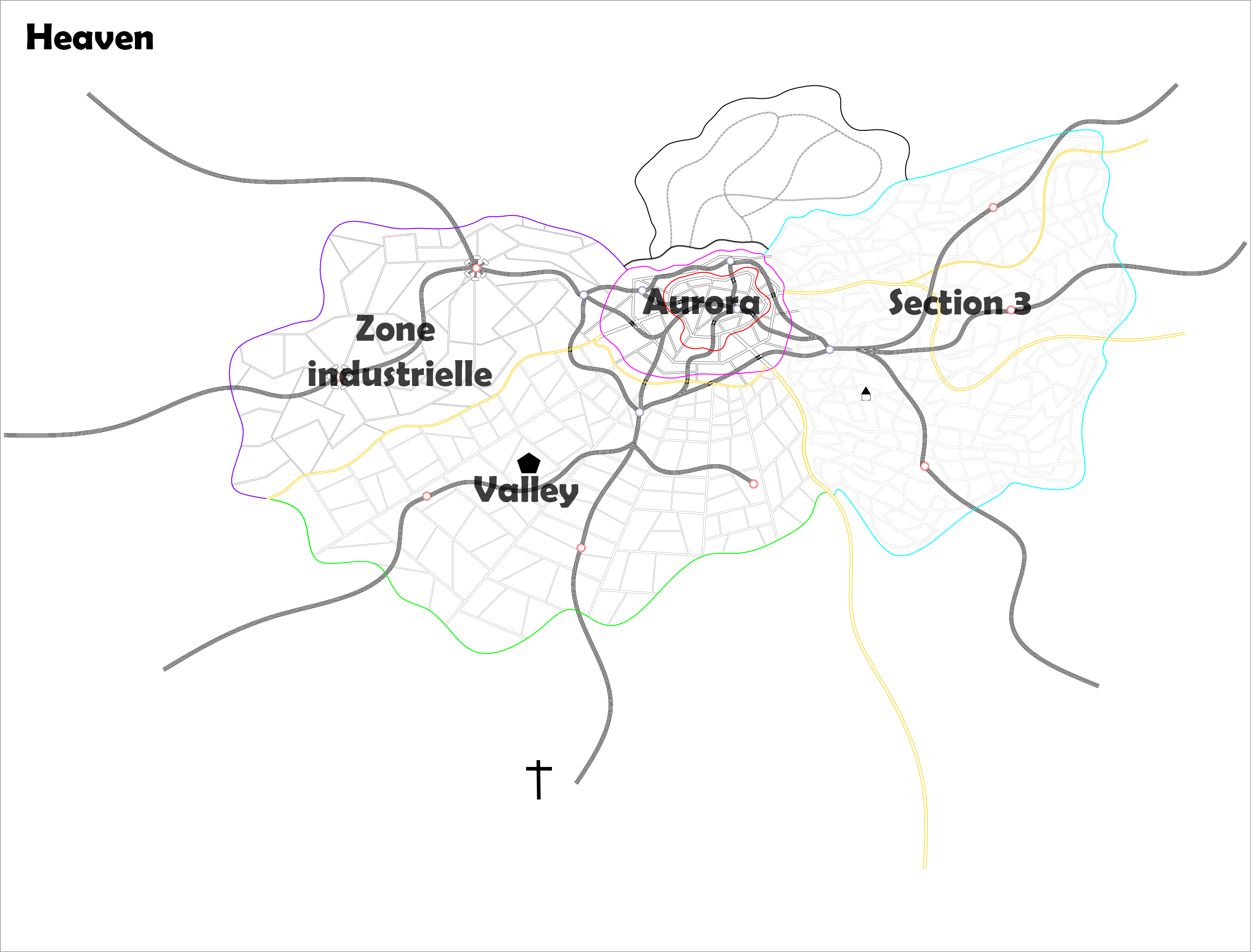 Carte de Heaven et ses quartiers